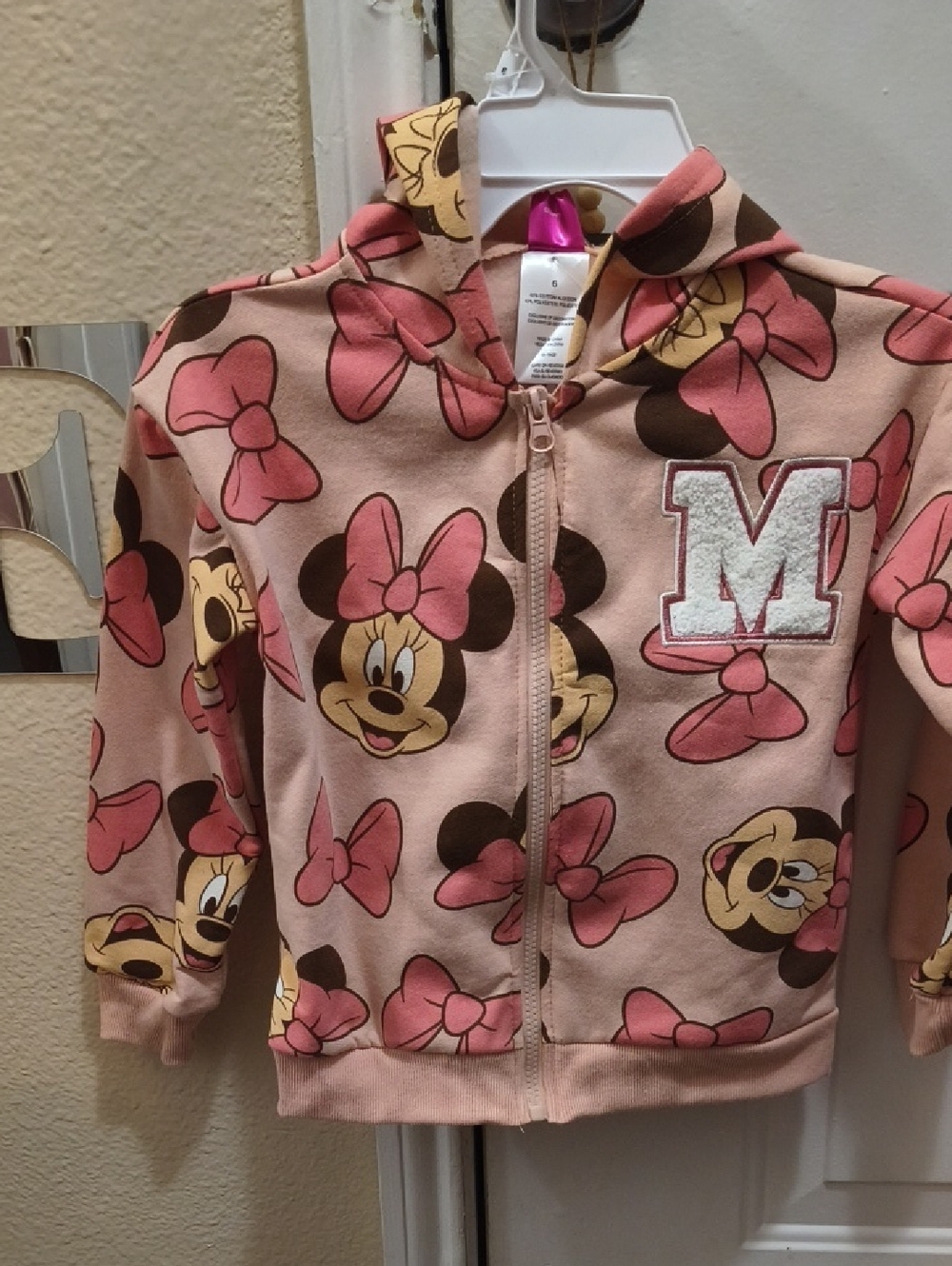 Girls' Pink Minnie Mouse Zip Hoodie - Character Print